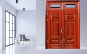 Hình Ảnh Cửa Thép Vân Gỗ 2 Cánh Cân A22.1K