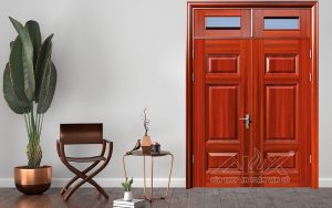 Hình Ảnh Cửa Thép Vân Gỗ 2 Cánh Cân A22.1K