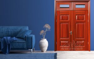Hình Ảnh Cửa Thép Vân Gỗ 2 Cánh Cân A22.1K