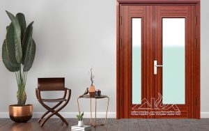 Hình Ảnh Cửa Thép Vân Gỗ 2 Cánh Lệch A21.K