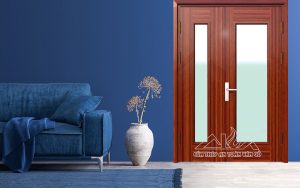 Hình Ảnh Cửa Thép Vân Gỗ 2 Cánh Lệch A21.K