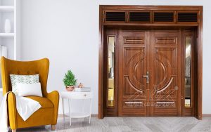 Hình Ảnh Cửa Thép Vân Gỗ 4 Cánh Lệch A42.A2-K.NC
