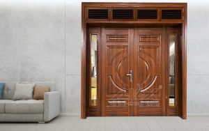Hình Ảnh Cửa Thép Vân Gỗ 4 Cánh Lệch A42.A2-K.NC